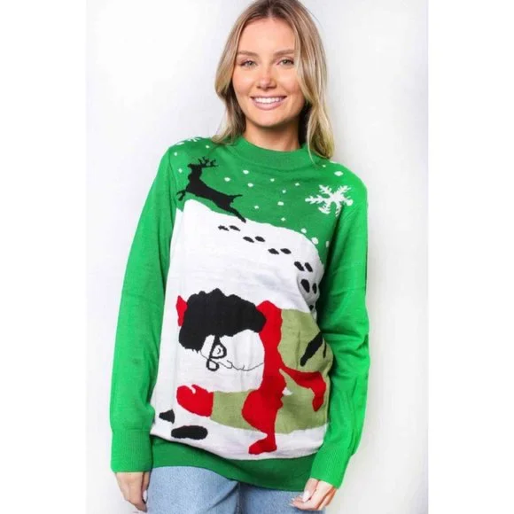 Crew Neck Long Sleeve Knit Christmas Holiday Sweater {Tres Chic} - Picture 2 of 5